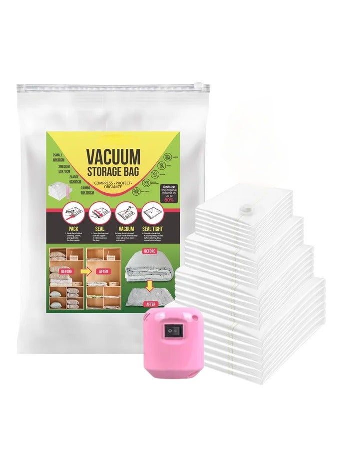 A.M 22 Vacuum Storage Bags for Clothes -6 Jumbo,5 Large,5 Medium & 6 Small - Space Saver Vacuum Bags for Comforters, Blankets, Bedding, Pillow - Travel Essentials, Seal Bags Clothing with Electric Pump - Image 1