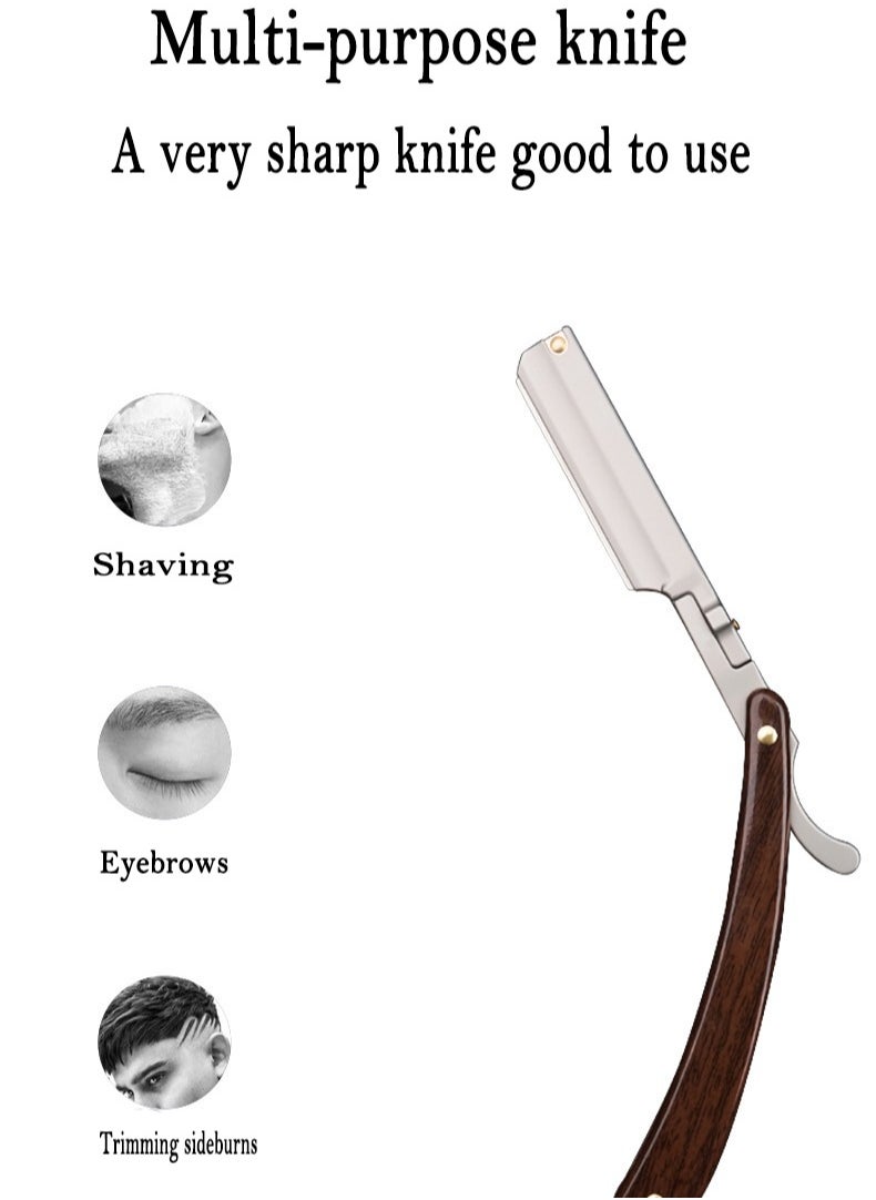 GUTCHE - GUTCHE Razor Set with 10 Stainless Steel Blades, Professional Hairdressing Razor, Premium Men's Single Blade Razor, Beard Trimmer with Leather Pouch - Image 1