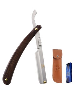 GUTCHE Razor Set with 10 Stainless Steel Blades, Professional Hairdressing Razor, Premium Men's Single Blade Razor, Beard Trimmer with Leather Pouch