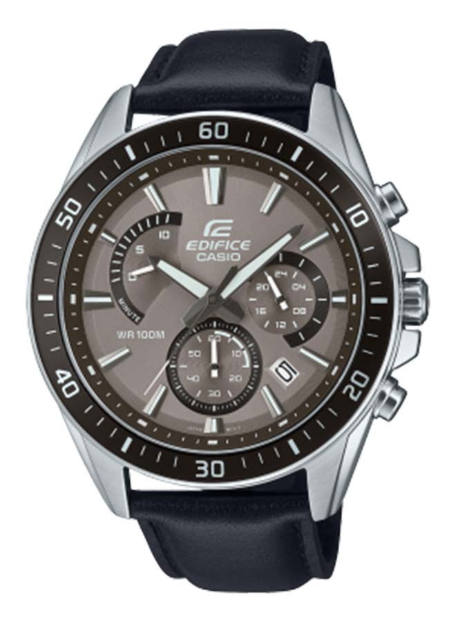 CASIO Analog Round Shape Leather Wrist Watch EFR-552L-5AVUDF - 47 Mm