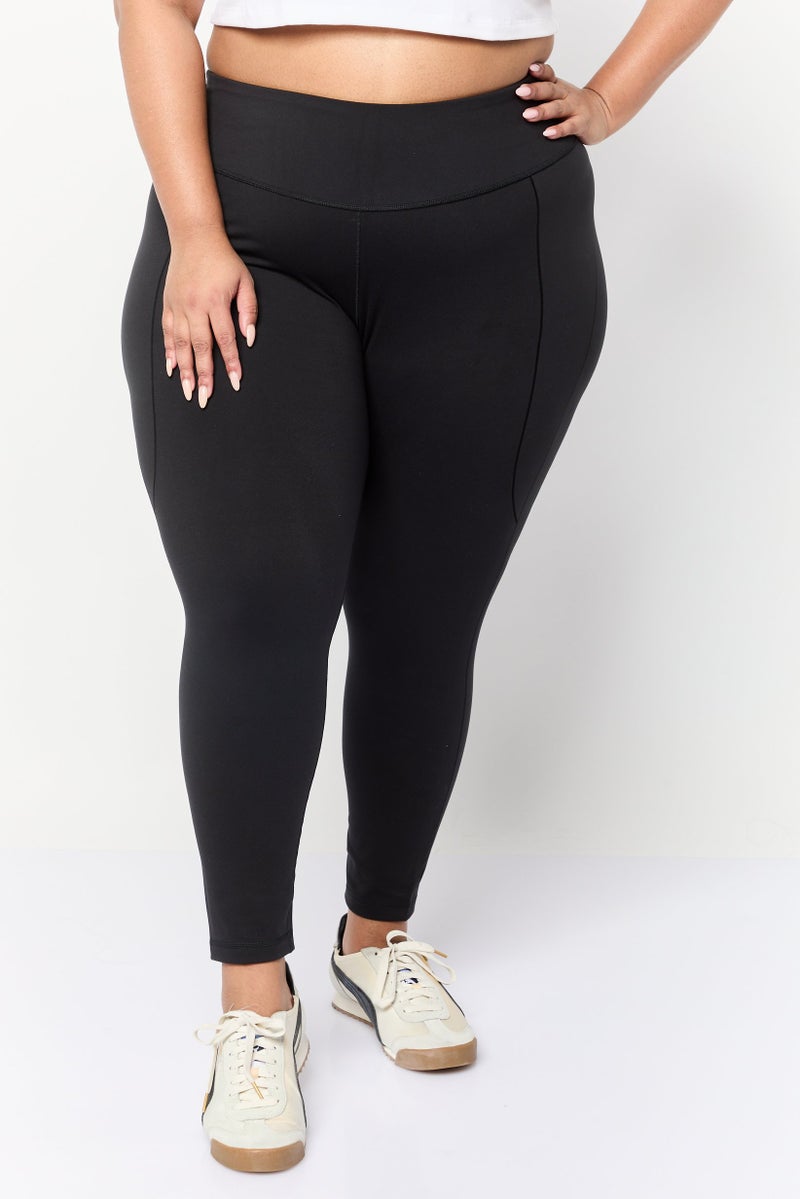 Adidas Women Plus Size Pull On Training Leggings, Black  - Image 1