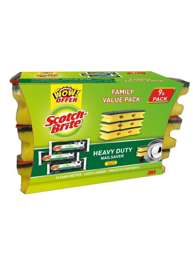 Scotch Brite Scotch-Brite Classic Nail Saver Scrub Sponge, 3 X 3, 9 Sponge/Pack, 16 Pack/Case