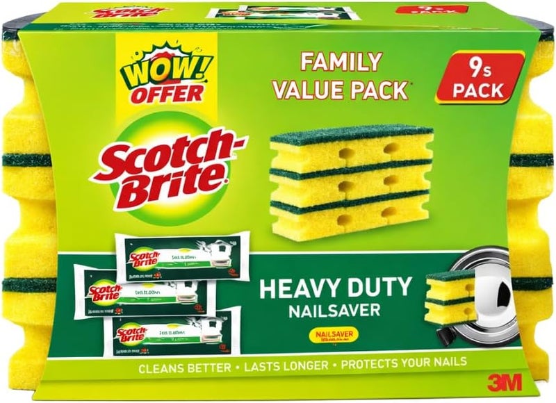 Scotch Brite Scotch-Brite® Classic Nail Saver Scrub Sponge, 9 Sponges - Image 1