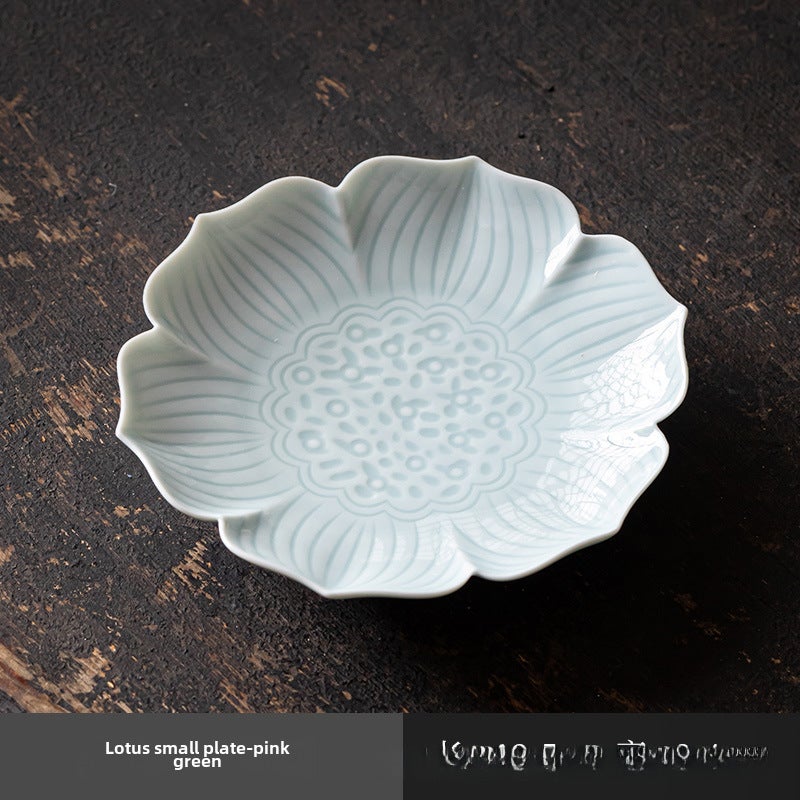 Vintage Ceramic Tea Tray Creative Lotus Snack PlateLotus small fruit plate [pink Green]] Lotus small fruit plate [pink Green]] 
