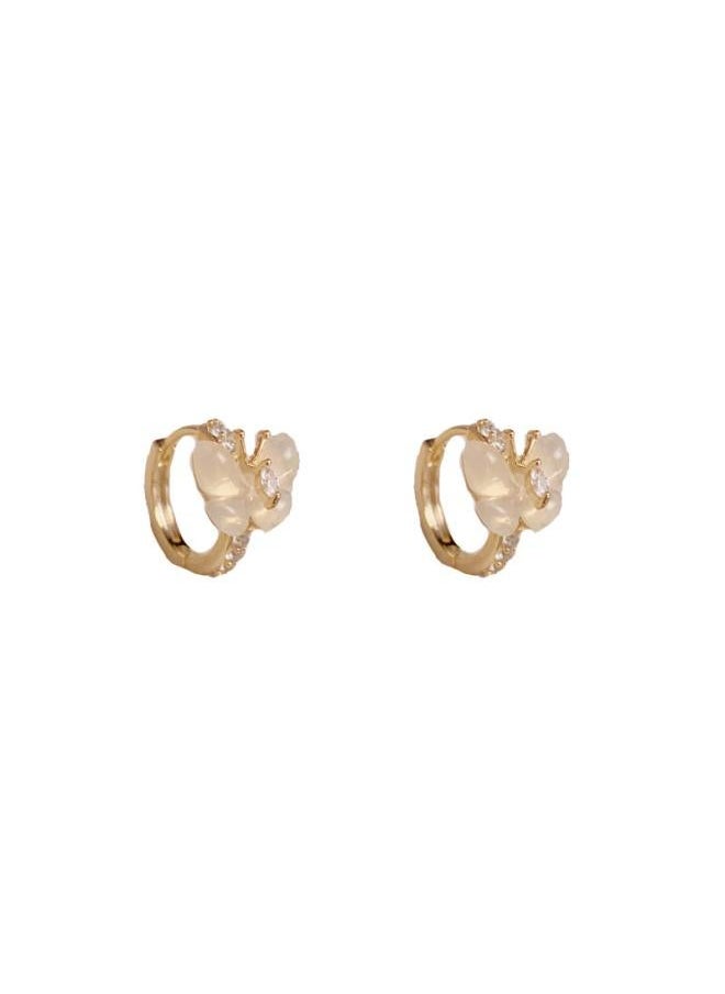NIBEMINENT - Korean Fashion Light Luxury High Sense Zircon Butterfly Ear Buckle Niche Design All-match Temperament Small Earrings - Image 1