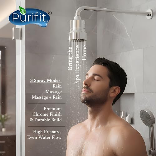 Purifit Shower Filter for Hard Water with Shower Head | Water Softener for Bathroom | Reduces Hair Fall, Dry Skin & Chlorine | 3 Spray Modes | Multi-Flow Shower Filter - Image 4