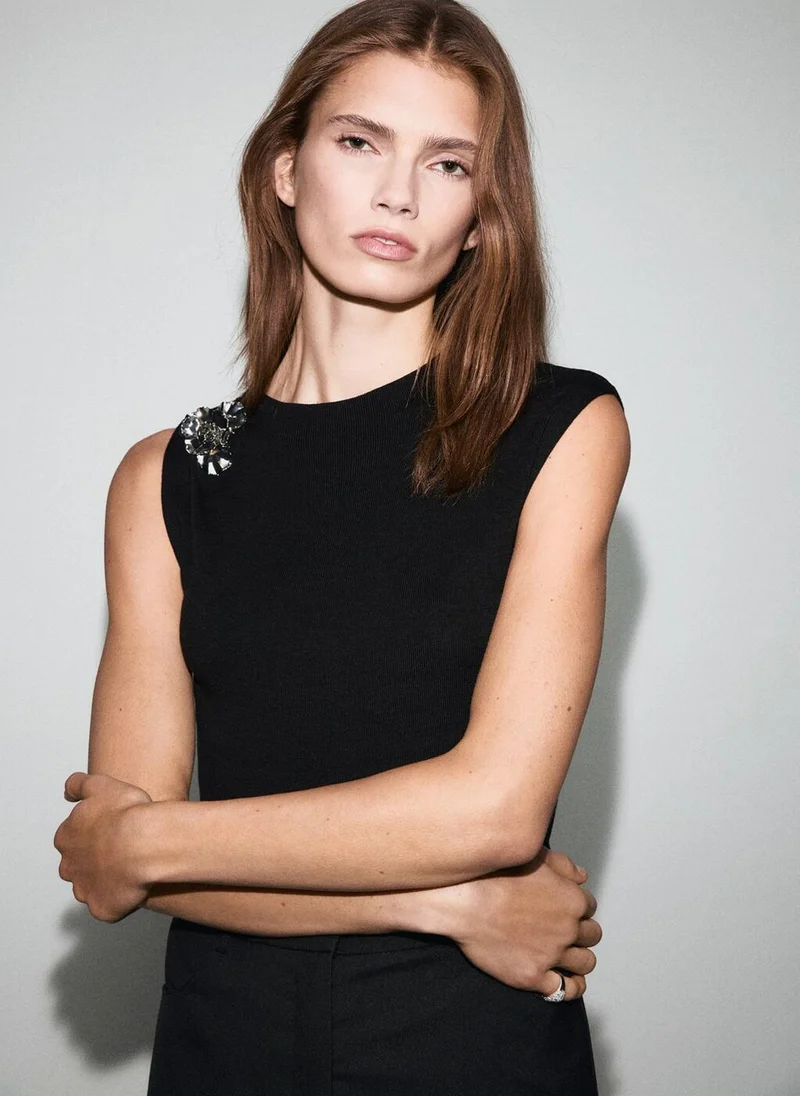 MANGO Knitted top with metallic flower