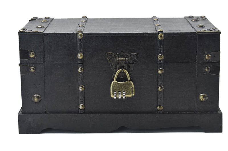 JFFCESTORE Antique Decorative Wooden Storage Chest Vintage Wood Treasure Box Trunk With Lock for House Decoration