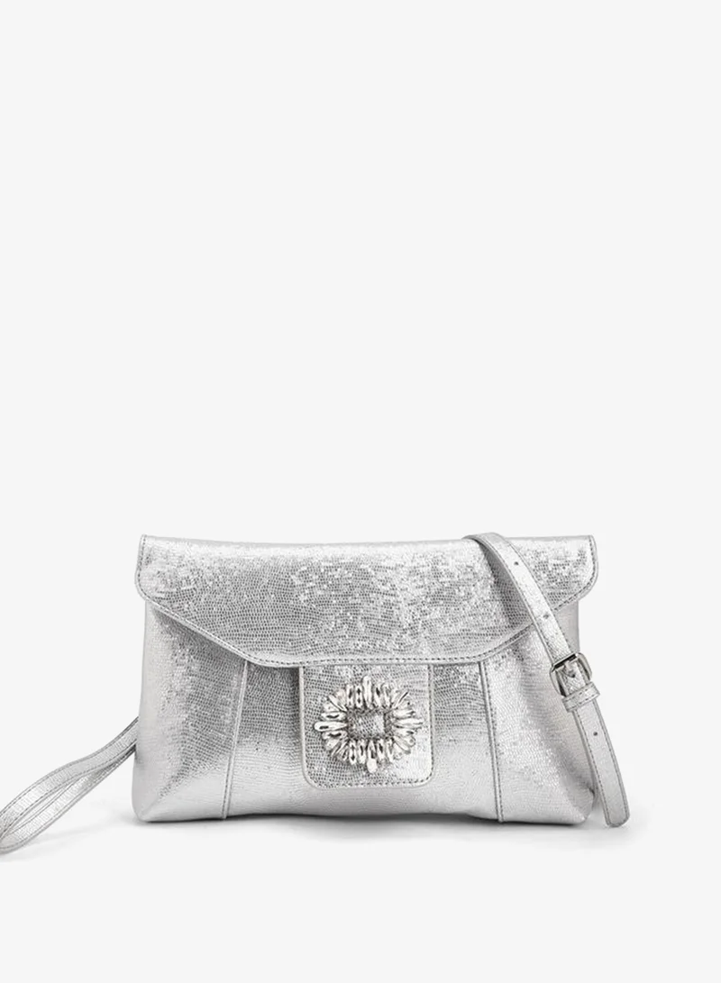 Paprika Embellished Clutch With Haul Loop