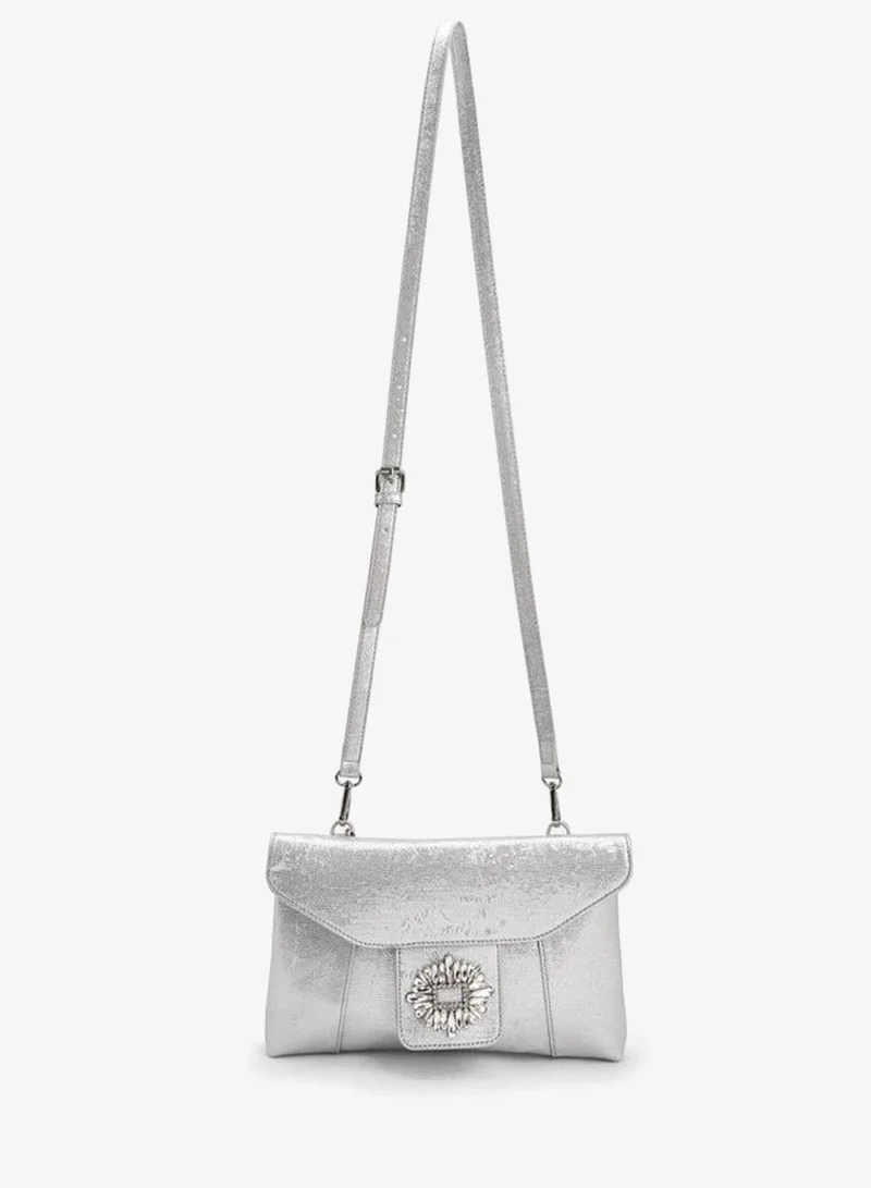 Paprika Embellished Clutch With Haul Loop