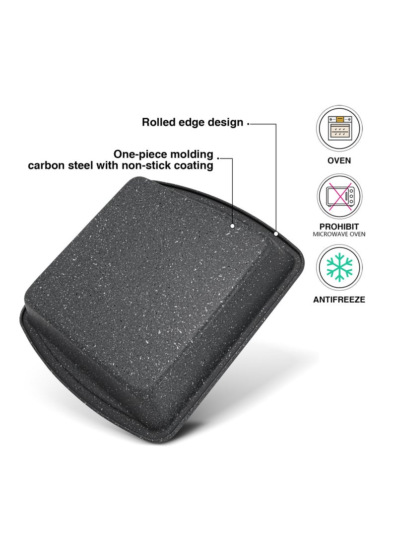 Fissman Rectangular Roaster Pan 26cm,  Carbon Steel Non Stick Coating 4.5cm Deep Roaster Pan, Durable High-Heat Roasting Pan, Granite Non Stick Coating for Roasting,  Baking, PFOA Free  - Image 2