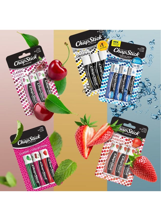 chapstick Classic Collection Flavored Lip Balm Tubes Pack, Lip Moisturizer - 0.15 Oz (Box of 5 Packs of 3)  - Image 5