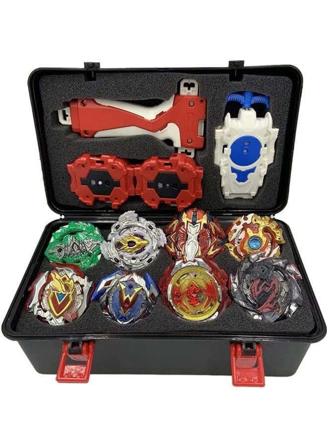 8 Piece Beyblade Burst Set With Launcher And Storage Box
