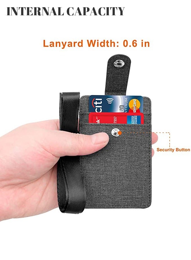 roaiss Unisex PU Leather ID Card Holder Wallet Case with Lanyard, Retractable Badge Reel, PFID Protection Pocket, and 2 Card Slots for Work/School - Black - Image 4