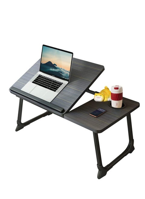 Foldable Laptop Desk for Bed Couch, Adjustable Height Tilt Portable Laptop Stand for Desk, Small Lap Desk, Non-slip Table for Computer and Writing, PC Tray Table with Cup Holder for Sofa