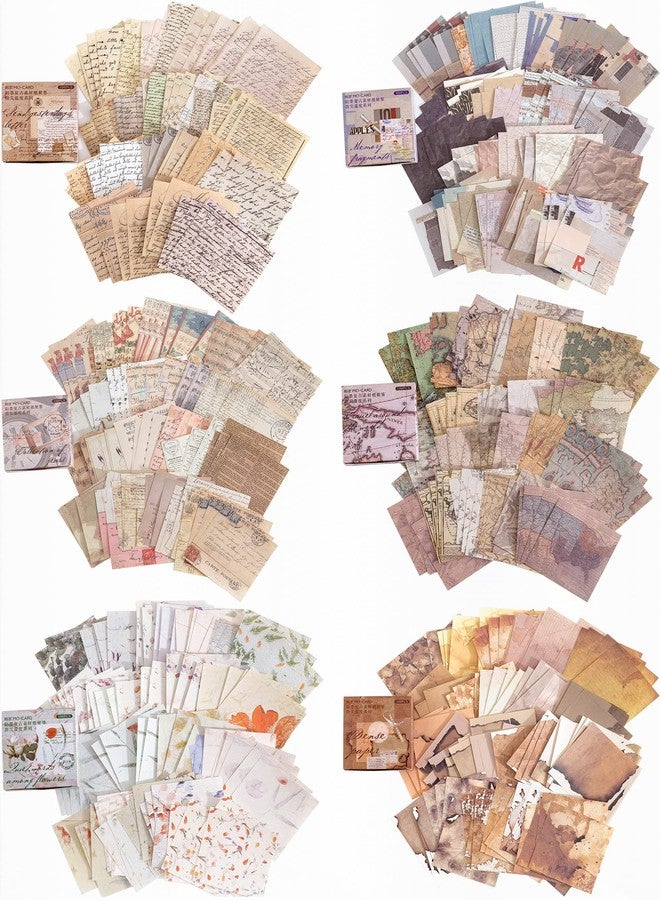 بيتر جوني 600 قطعة من ورق سجل القصاصات العتيق، BetterJonny 3.15*3.15 بوصة، لوازم ورقية جمالية DIY، ورق مزخرف لسجلات القصاصات والمجلات وألبومات الصور (6 أنماط) - Image 1