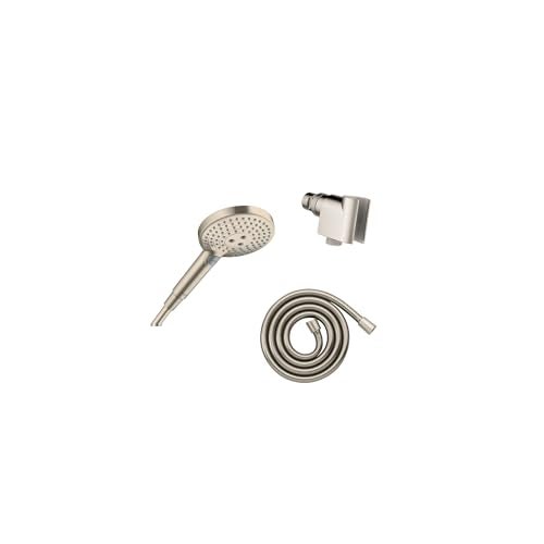 Hansgrohe مجموعة رأس دش محمول قابل للتعديل 5 بوصة من هانزغروهي رايندانس سيلكت إس مع 3 أنماط رش حديثة: باودر رين، كامل، وتدليك، سهل التركيب مع خرطوم من النيكل المصقول، 2.5 جالون في الدقيقة، 04913820 - Image 1
