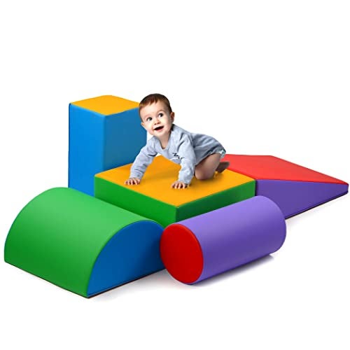 Play22 Soft Climbing Toys for Toddlers Indoor 5 PC Baby Foam Climbing Blocks PU Leather Gym Climb and Crawl Play Set Waterproof and Easy to Clean