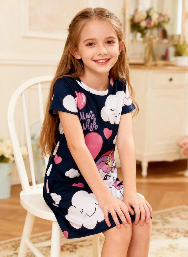 تايك تو قميص نوم بطبعة يونيكورن وسحاب