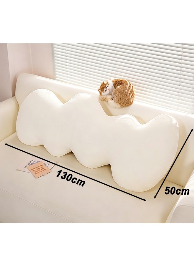 Soft Clouds Shaped Throw Pillows, 130×50cm Cooling Pregnancy Pillow, 3D Lumbar Cushion with Removable Washable Ice Silk Cover Soft Home Decorative Cushion for Pregnancy, Bed Rest, Sofa and Bedroom (BZ13002-White) - Image 2