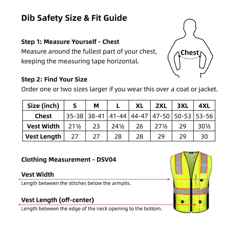 Dib Safety Vest Reflective Yellow Mesh, High Visibility Vest with Pockets and Zipper, ANSI Class 2 Heavy Duty, Made with 3M Reflective Tape M - Image 2