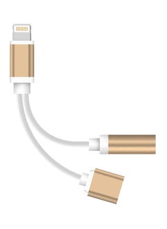 2 -In-1 Lightning Adapter Charging Cable Gold/White