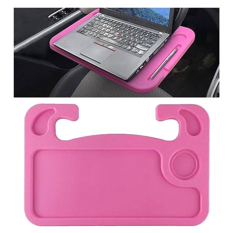 GLSOWEE Car Steering Wheel Tray Computer Office Car Table Tray Auto Steering Wheel Desk for Eating Multipurpose Car Desk Travel Accessories for Most Vehicles Steering Wheel Pink - Image 3