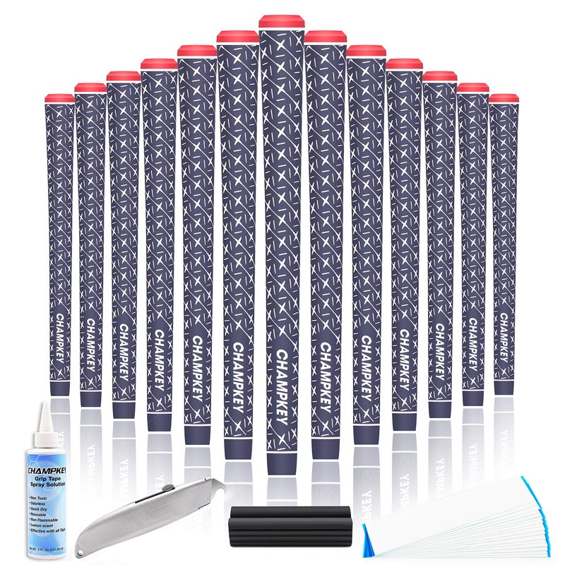 Champkey X Rubber Golf Grips Set of 13 (5 Oz Solvent,Hook Blade,15 Tapes & Vise Clamp)-Choose Between 13 Grips & All Repair Kits and 13 Grips & 15 Tapes (Blue(Repair Kits), Standard) - Image 1