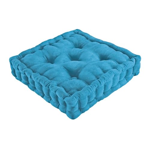 Collections Etc Tufted Padded Boosted Cushion and Support  Plush Seating for Chair with Carrying Handle Blue