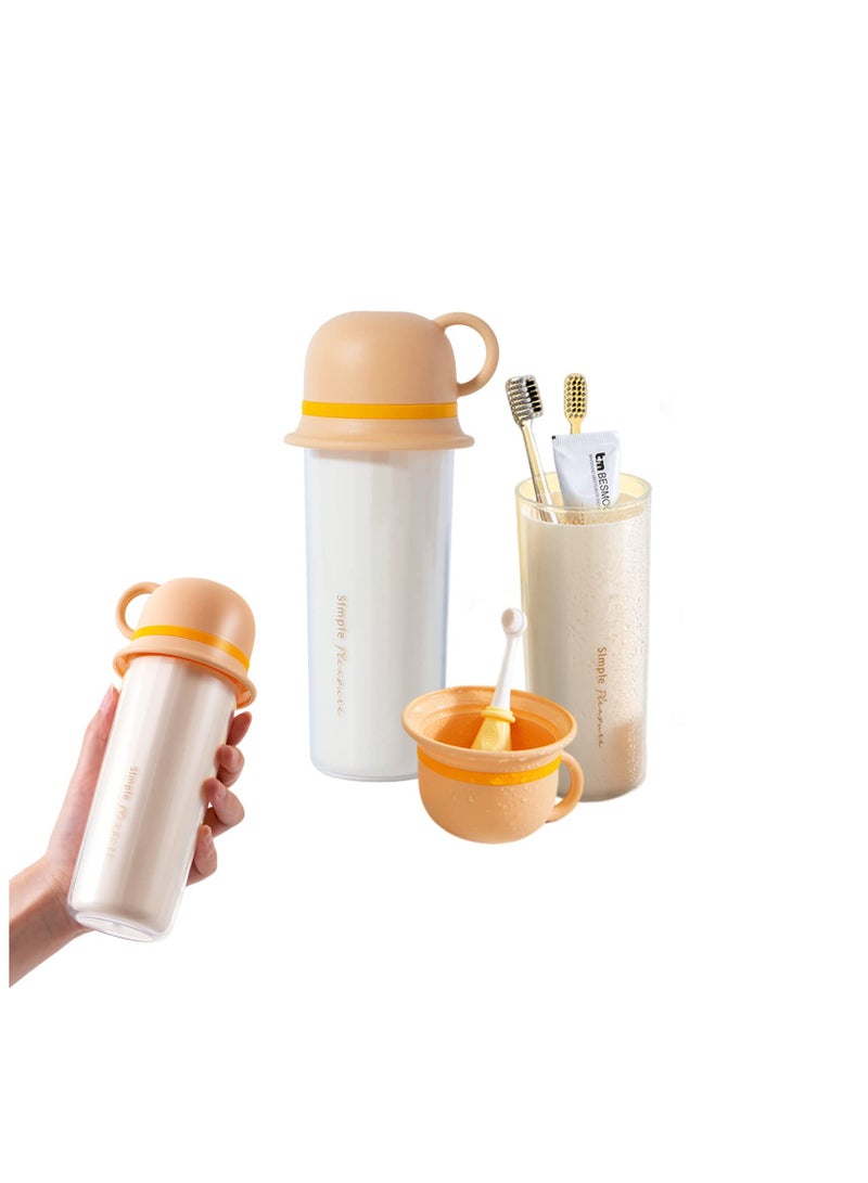 SYOSI Portable Travel Toothbrush Case 3 in 1 Family Travel Mouthwash Cup Travel Size Toothbrush Kit Multifunctional Toothbrush Travel Container Suitable for Family Travel Business or Daily Use(Orange) - Image 1