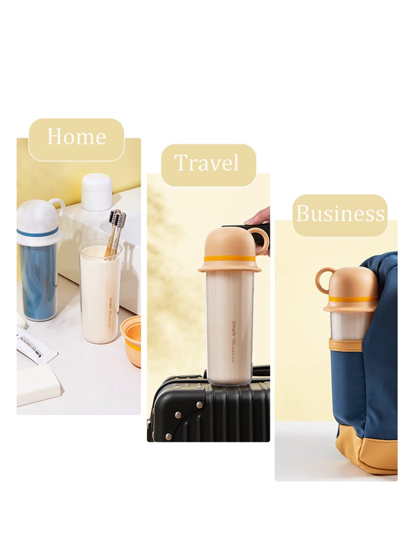 SYOSI Portable Travel Toothbrush Case 3 in 1 Family Travel Mouthwash Cup Travel Size Toothbrush Kit Multifunctional Toothbrush Travel Container Suitable for Family Travel Business or Daily Use(Orange) - Image 3