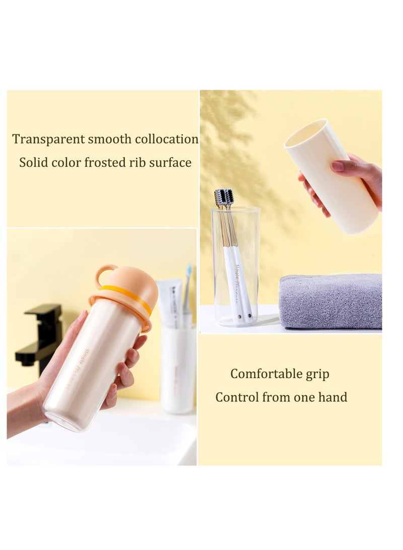 SYOSI Portable Travel Toothbrush Case 3 in 1 Family Travel Mouthwash Cup Travel Size Toothbrush Kit Multifunctional Toothbrush Travel Container Suitable for Family Travel Business or Daily Use(Orange) - Image 4