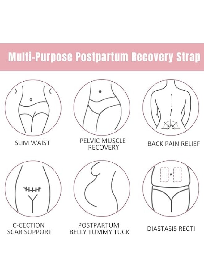 3-in-1 Postpartum Belly Band Wrap - Abdominal Binder & Post Surgery Compression Girdle - Waist Trainer for C-Section Recovery & Body Shaping - Image 2