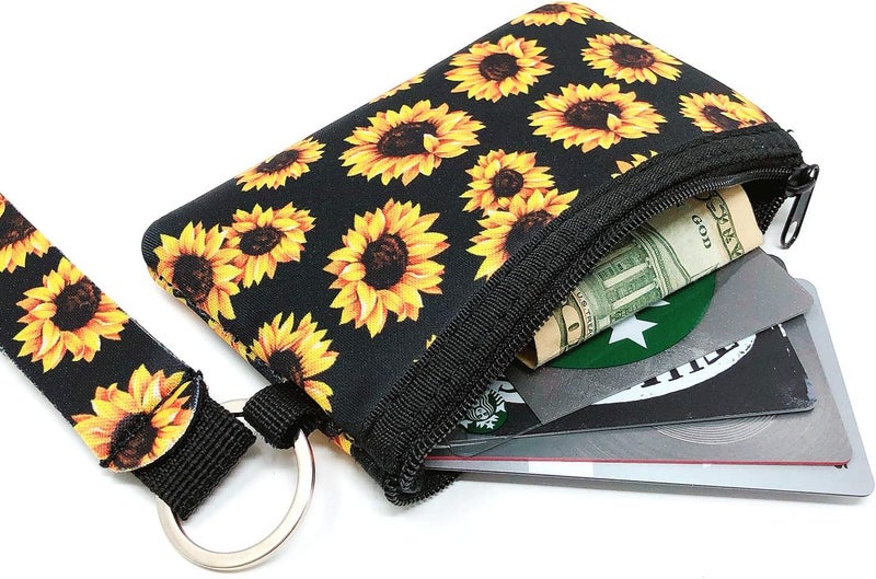 allydrew Neoprene Mini Wristlet Wallet/Credit Card ID Holder with Lanyard - Image 3