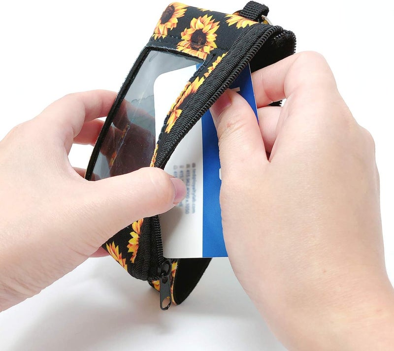 allydrew Neoprene Mini Wristlet Wallet/Credit Card ID Holder with Lanyard - Image 4