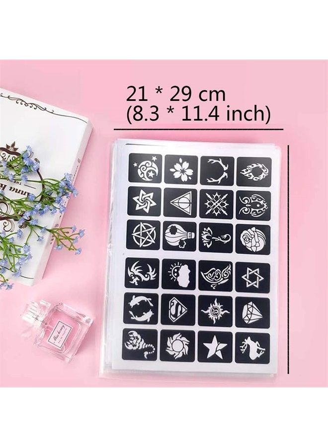 Jurxy 10 Sheets Tattoo Stencil Kit Temporary Tattoo Templates Body Art Designs Self-Adhesive Reusable Tattoo Stickers Kit - Various Patterns for Adults Man Women Kids Teenager - N1 - Image 5