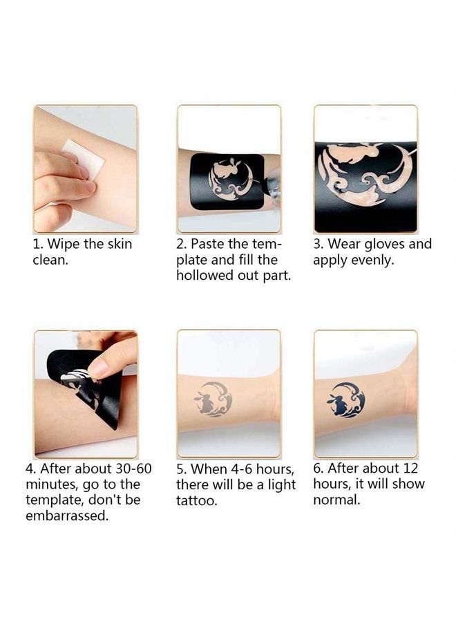 Jurxy 10 Sheets Tattoo Stencil Kit Temporary Tattoo Templates Body Art Designs Self-Adhesive Reusable Tattoo Stickers Kit - Various Patterns for Adults Man Women Kids Teenager - N1 - Image 3