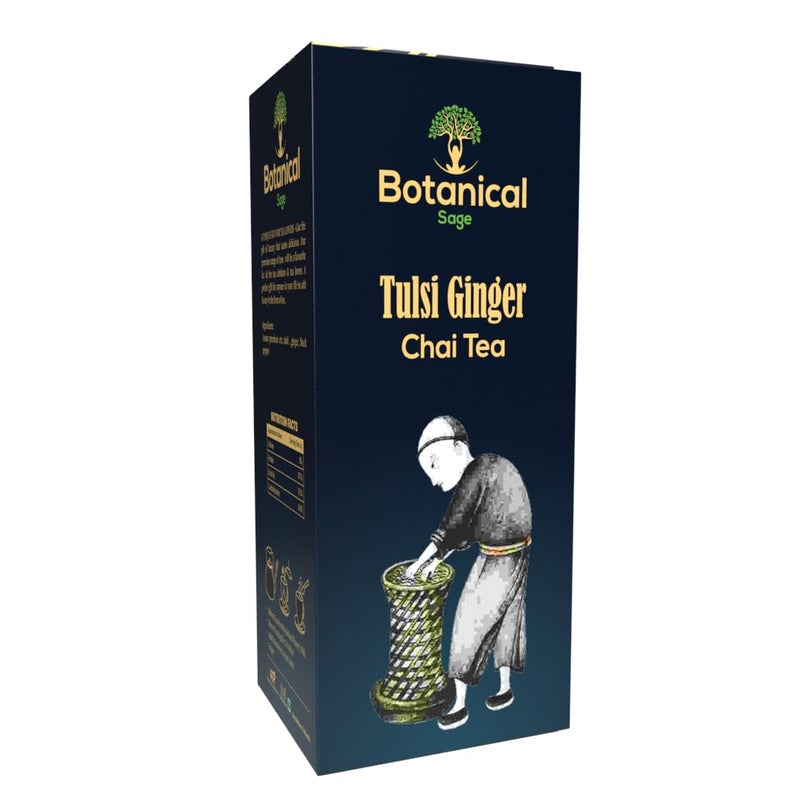 Botanical Sage شاي الأعشاب - شاي الزنجبيل بالتولسي 30 كيس شاي هرمية | شاي تشاي فاخر مع تولسي | مختار | شاي فاخر - Image 1