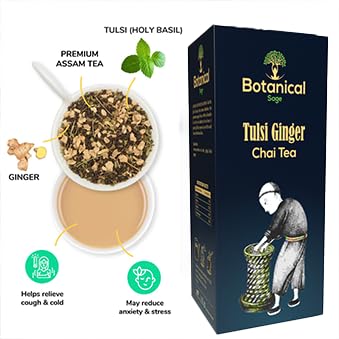 Botanical Sage شاي الأعشاب - شاي الزنجبيل بالتولسي 30 كيس شاي هرمية | شاي تشاي فاخر مع تولسي | مختار | شاي فاخر - Image 2