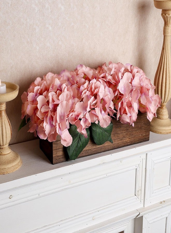 Scawim Floral Arrangements Centerpiece, Fake Hydrangea Table Centerpieces Artificial Flowers Decor Wood Tray with Faux Flower Wedding Bouquets Room Kitchen Farmhouse Indoor Office Party(Pink) - Image 5
