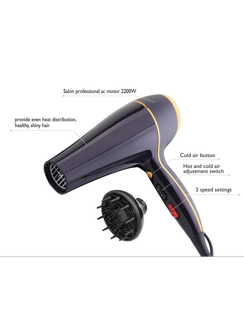 Mac Styler Mac Styler Professional Hair Dryer Durable Salon 2200W High Speed ​​Hair Dryer Styling Tool Powerful Hair Dryer Set MC-6690A  - Image 3