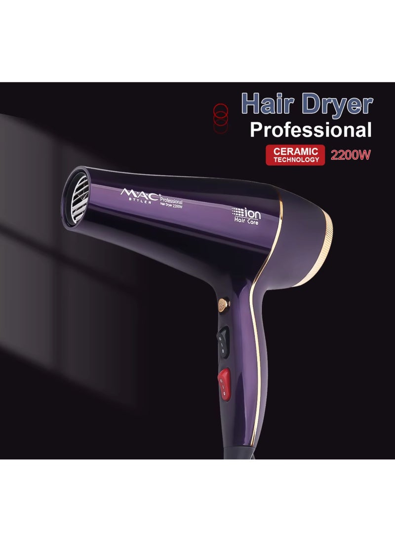 Mac Styler Mac Styler Professional Hair Dryer Durable Salon 2200W High Speed ​​Hair Dryer Styling Tool Powerful Hair Dryer Set MC-6690A  - Image 1