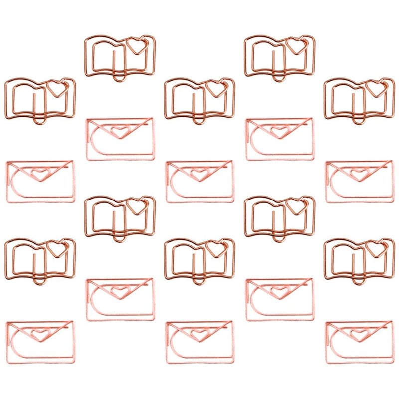 مشابك ورق على شكل مغلف بلون ذهبي وردي 20 قطعة لتنظيم المستندات والفواتير في المكتب - Image 2