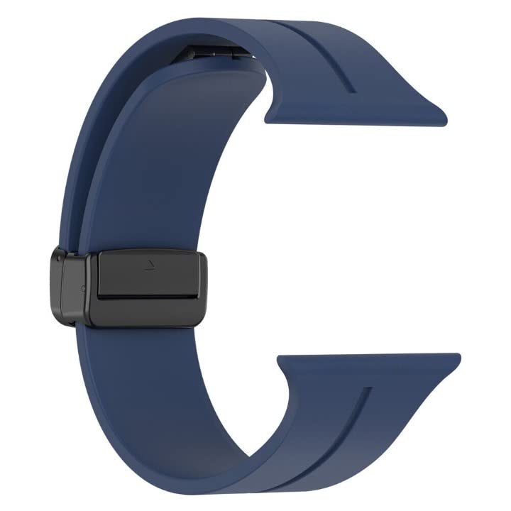 HUMBLE Silicone Strap with Folding Magnetic Lock Compatible with iWatch Series 10 (46mm) Series 9, 8, 7 (45mm) Series 6, 5, 4, SE, SE2 (44mm, 42mm) Ultra/Ultra 2 (Watch Not Included)- Blue - Image 3