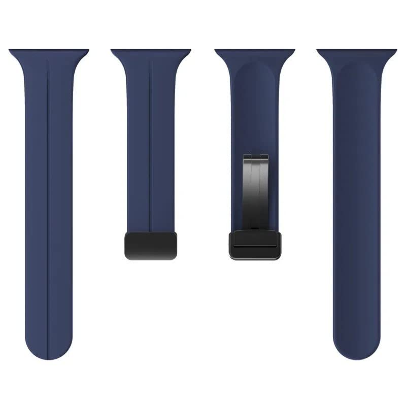 HUMBLE Silicone Strap with Folding Magnetic Lock Compatible with iWatch Series 10 (46mm) Series 9, 8, 7 (45mm) Series 6, 5, 4, SE, SE2 (44mm, 42mm) Ultra/Ultra 2 (Watch Not Included)- Blue - Image 5