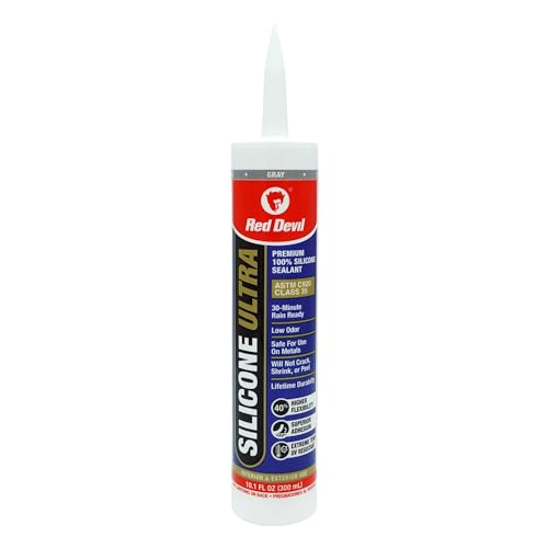 Red Devil 078050 Silicone Ultra 100% RTV Silicone Sealant, 10.1 oz., Gray, 1 Pack - Image 1