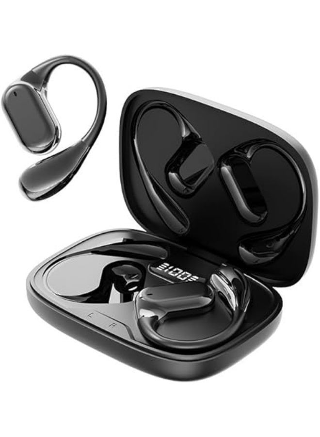 caijin True wireless earbuds, non-in-ear Bluetooth earbuds, long battery life, low latency, non-in-ear hook design, touch volume control, condenser microphone, compatible with mobile games, suitable for gaming, sports and daily use - Image 1