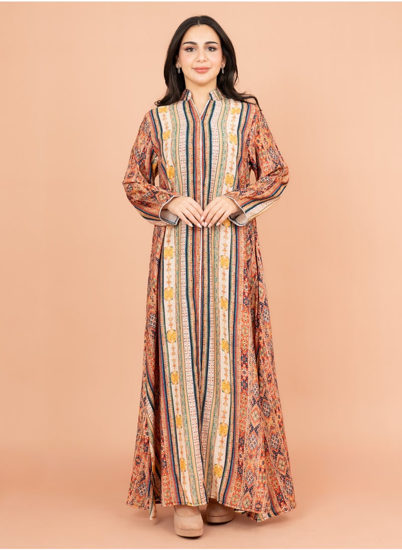 IKKXA Multicolor Patterns Modern Jalabiya IK1021 Yellow  - Image 1