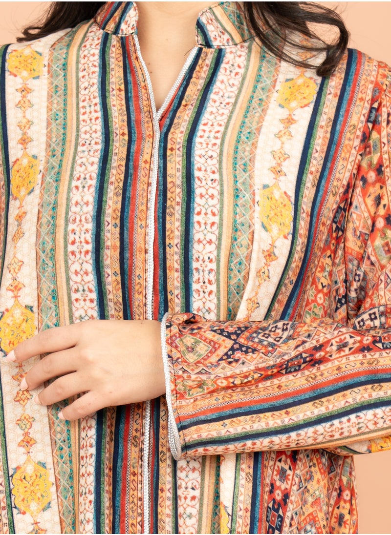 IKKXA Multicolor Patterns Modern Jalabiya IK1021 Yellow  - Image 2