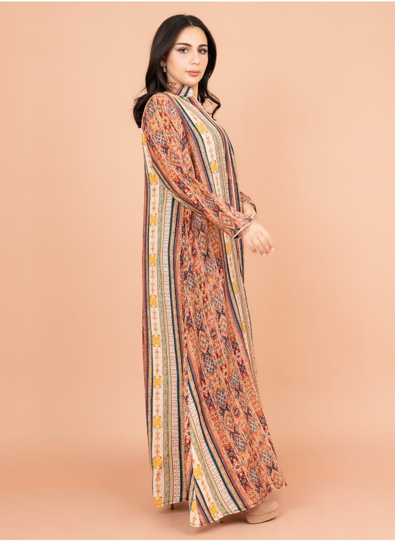 IKKXA Multicolor Patterns Modern Jalabiya IK1021 Yellow  - Image 3